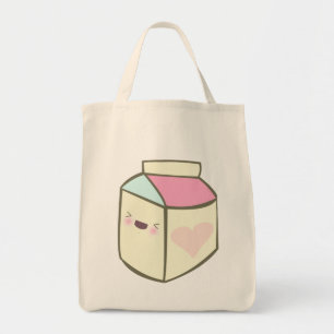 kawaii milk carton happy drink tote bag