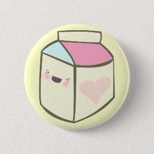 kawaii milk carton happy face cute friend 6 cm round badge