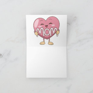 Kawaii Mom Heart Hug Design Thank You Card