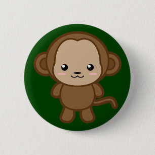 Kawaii Monkey 6 Cm Round Badge