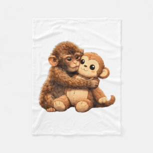 Kawaii Monkey Lover Cute Baby Monkey Punch Hugging Fleece Blanket