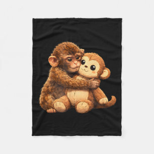 Kawaii monkey lover cute baby monkey punch hugging fleece blanket
