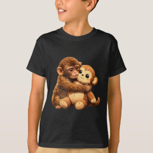 Kawaii monkey lover cute baby monkey punch hugging T-Shirt