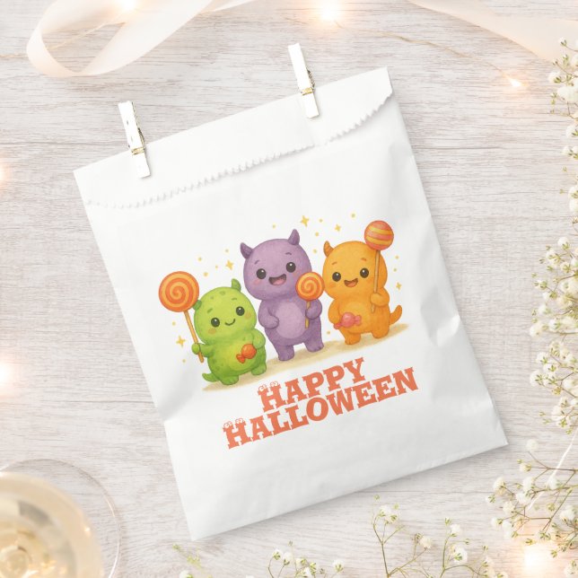Kawaii Monsters & Lollipops Halloween Favour Bags (Clipped)