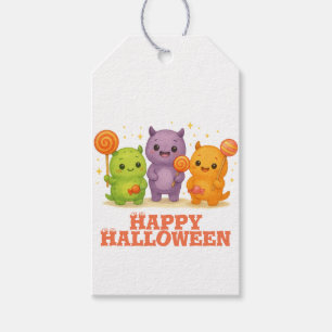 Kawaii Monsters & Lollipops Halloween Gift Tags