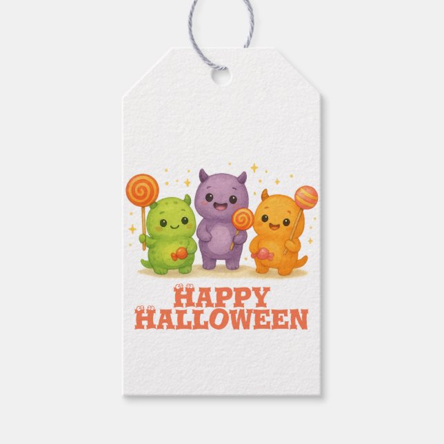 Kawaii Monsters & Lollipops Halloween  Gift Tags (Front)