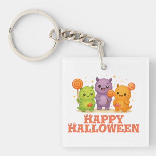 Kawaii Monsters & Lollipops Halloween  Key Ring (Front)