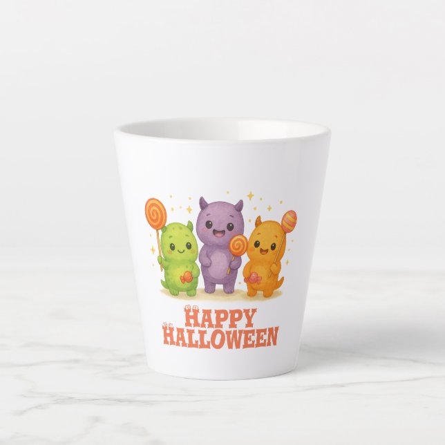 Kawaii Monsters & Lollipops Halloween  Latte Mug (Front)