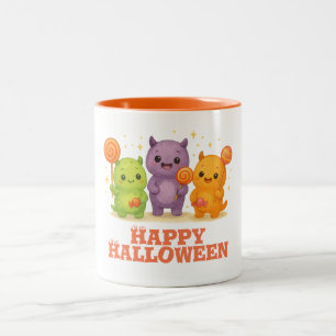 Kawaii Monsters & Lollipops Halloween  Two-Tone Coffee Mug