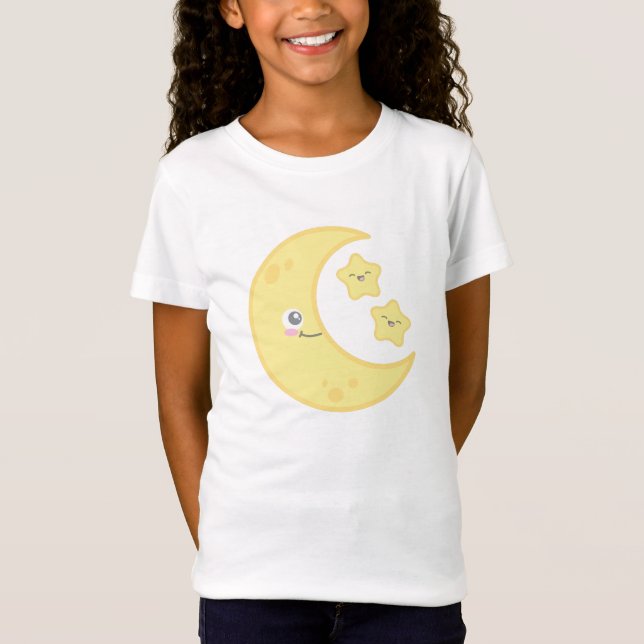 Kawaii Moon and Stars Clothing T-Shirt (Front)