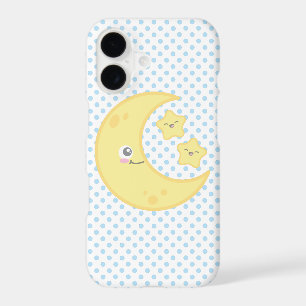Kawaii Moon and Stars iPhone Case