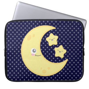 Kawaii Moon and Stars Laptop Sleeve