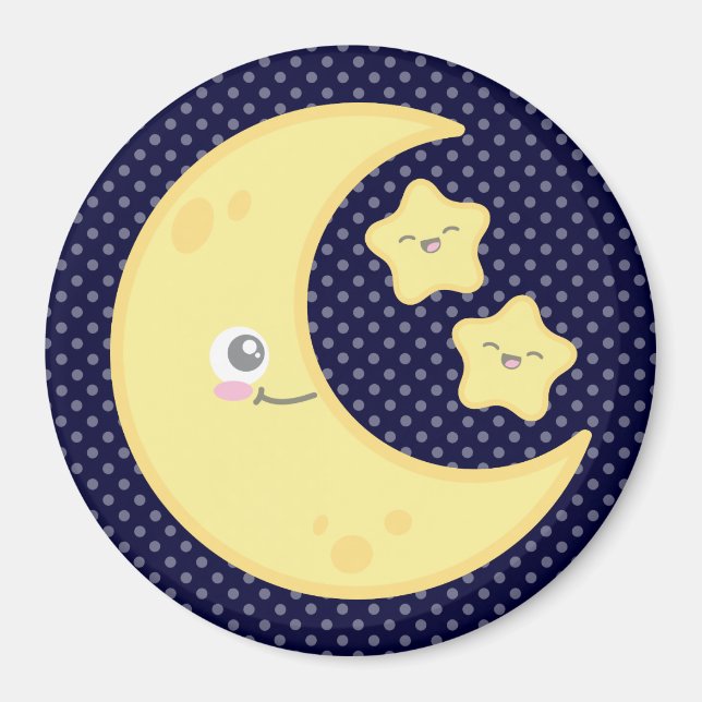 Kawaii Moon and Stars Magnet (Front)