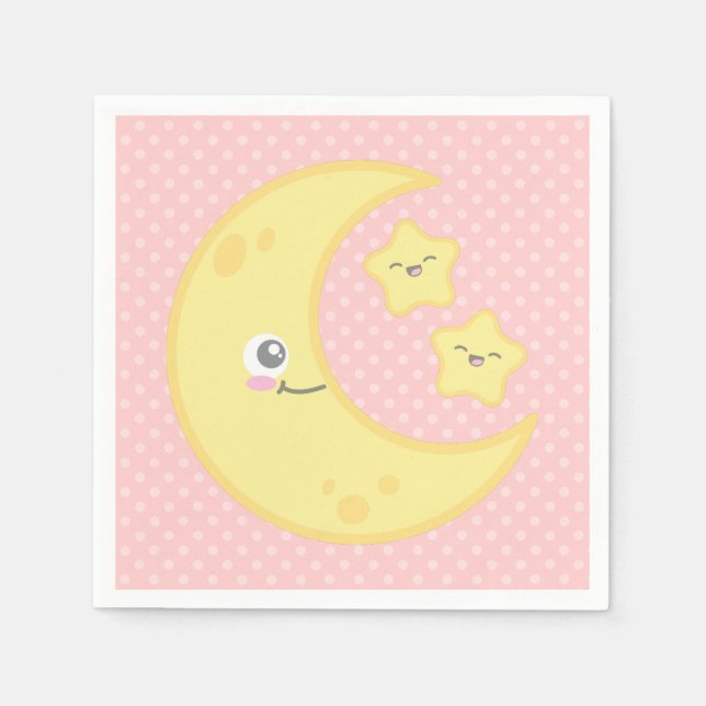 Kawaii Moon and Stars Napkins (Front)