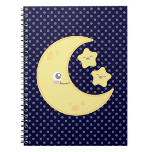 Kawaii Moon and Stars Notebook