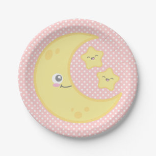 Kawaii Moon and Stars Paper Plates