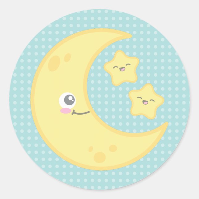 Kawaii Moon and Stars Stickers (Front)