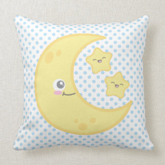 Kawaii Moon and Stars Throw Pillow