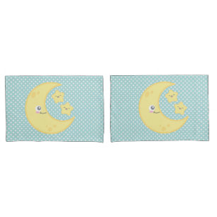 Kawaii Moon & Stars Pillow Case Set