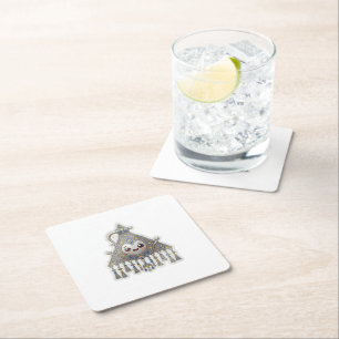 Kawaii Moroccan Amazigh Fibula - Traditional Tizer Square Paper Coaster