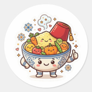 Kawaii Moroccan Couscous - Cute Traditional Food S Classic Round Sticker