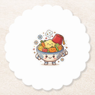 Kawaii Moroccan Couscous - Cute Traditional Food S Paper Coaster