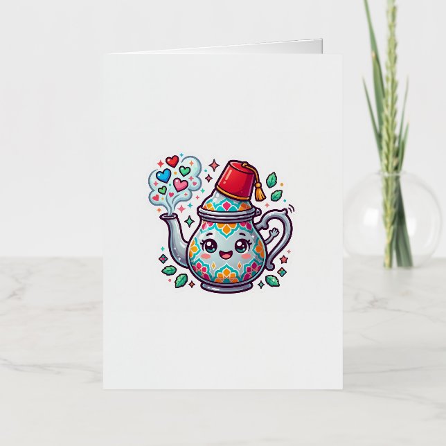 Kawaii Moroccan Teapot Card (Front)