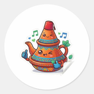 Kawaii Moroccan Teapot - Cute Berred Stick Classic Round Sticker