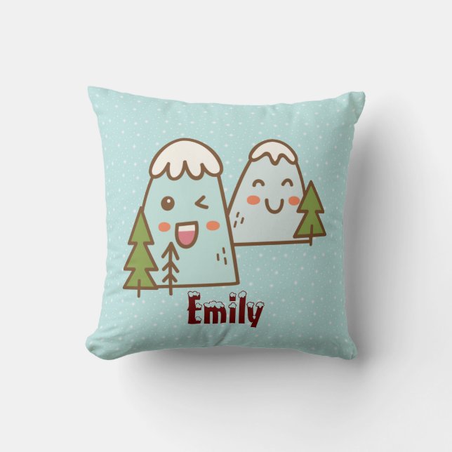 Kawaii Mountains in Snow Cushion (Front)