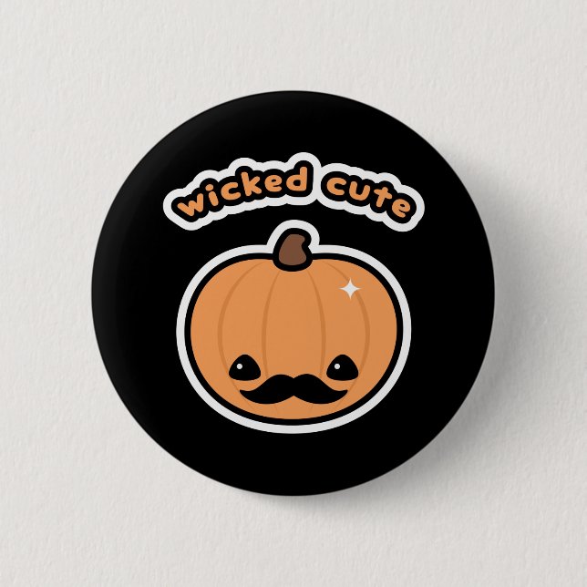 Kawaii Moustache Pumpkin 6 Cm Round Badge (Front)