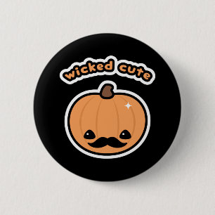 Kawaii Moustache Pumpkin 6 Cm Round Badge