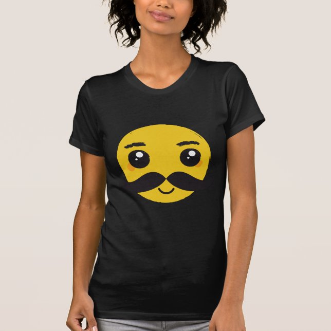 Kawaii Moustache Smiling T-Shirt (Front)