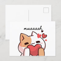 Kawaii muah kiss from cutie cat Postcard