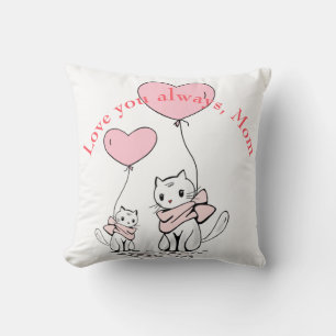 Kawaii Mum Cat & Kitten Custom Cushion