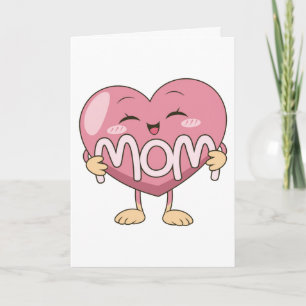 Kawaii Mum Heart Hug Design Card