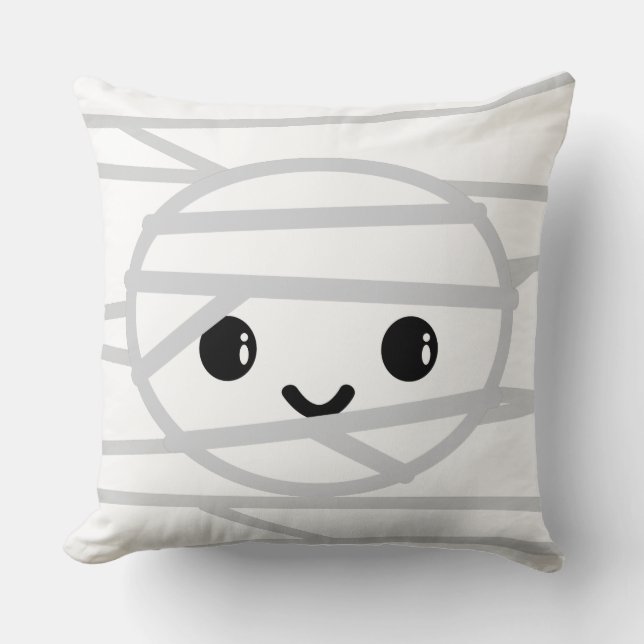 Kawaii Mummy Throw Pillow (Front)