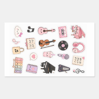 kawaii music stickers pack
