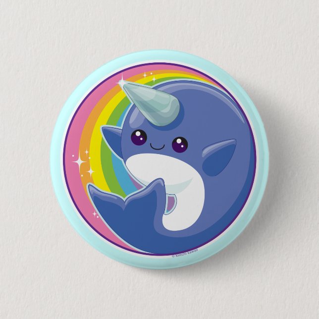 Kawaii Narwhal 6 Cm Round Badge (Front)