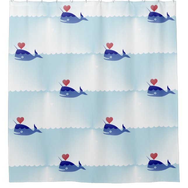 kawaii narwhal bathroom shower curtain (Front)