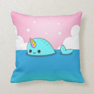 Kawaii Narwhal Pillow
