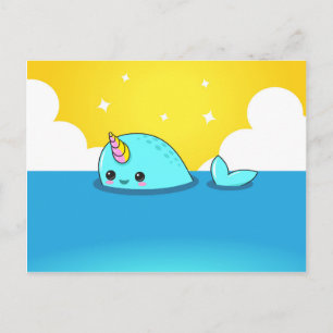 Kawaii Narwhal Postcard