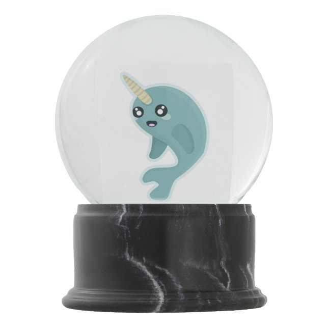 Kawaii Narwhal Snow Globe (Front)