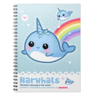 Kawaii narwhals spiral notebook