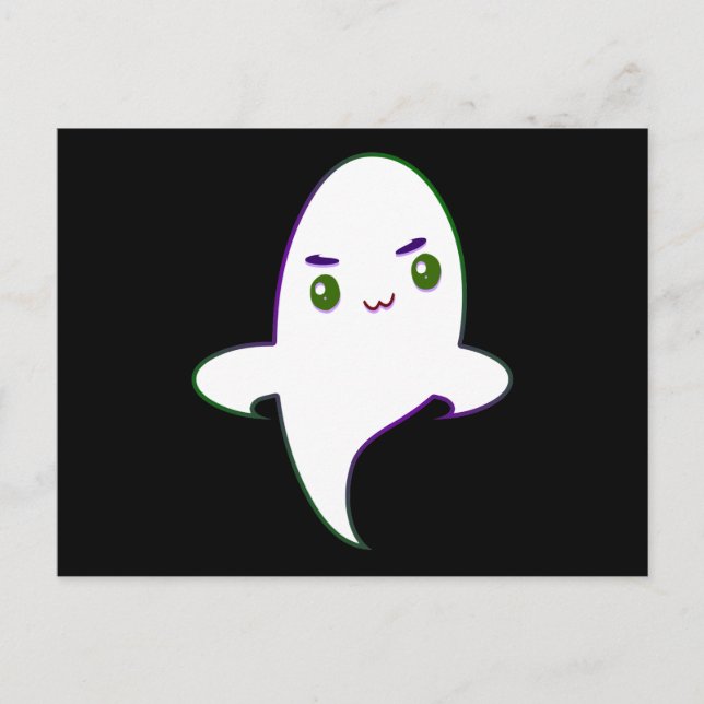 Kawaii Naughty Halloween Ghost Postcard (Front)