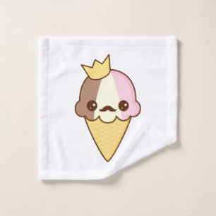 Kawaii Neapolitan Ice Cream Cone Wash Cloth