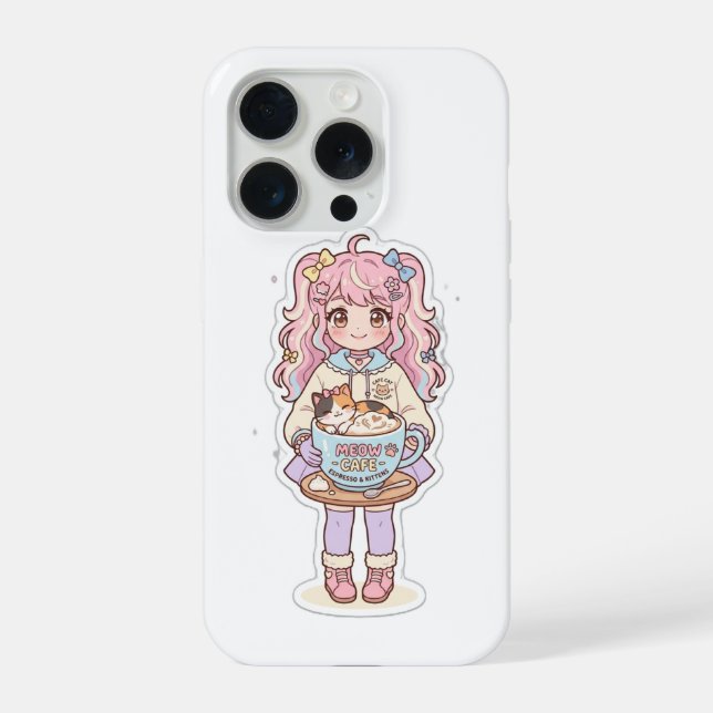 Kawaii Neko Cafe Anime Girl Chibi iPhone Case (Back)