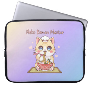 Kawaii Neko Ramen Master Cute Cat Food Chef Laptop Sleeve
