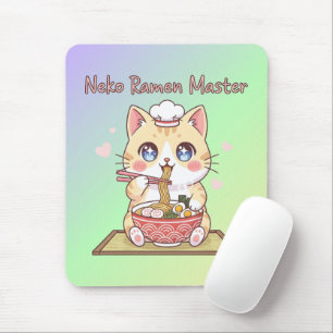 Kawaii Neko Ramen Master Cute Cat Food Chef Mouse Pad