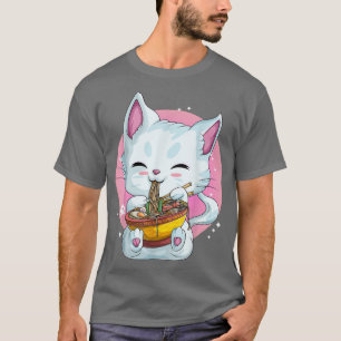 Kawaii Neko Ramen Noodles Shirt Women Girls, Cute 