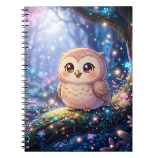 Kawaii Night Owl Notebook, Magical Owl Spiral Note Notebook